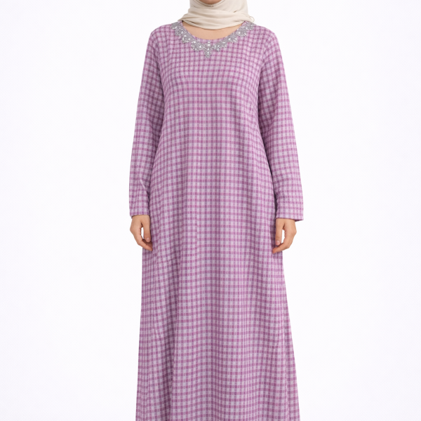 عبايه بينك فلاور صوف كاروهات دانتيل ع الصدر 163