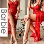 قميص باربي طويل دانتيل بحبل من الجنب 694