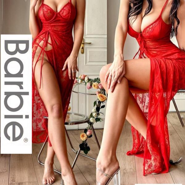 قميص باربي طويل دانتيل بحبل من الجنب 694