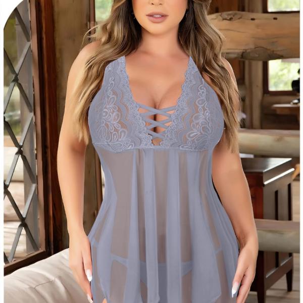 قميص قصير موكا دانتيل رباط ع الصدر