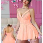 قميص قصير سلمي تل مفتوح من الصدر405