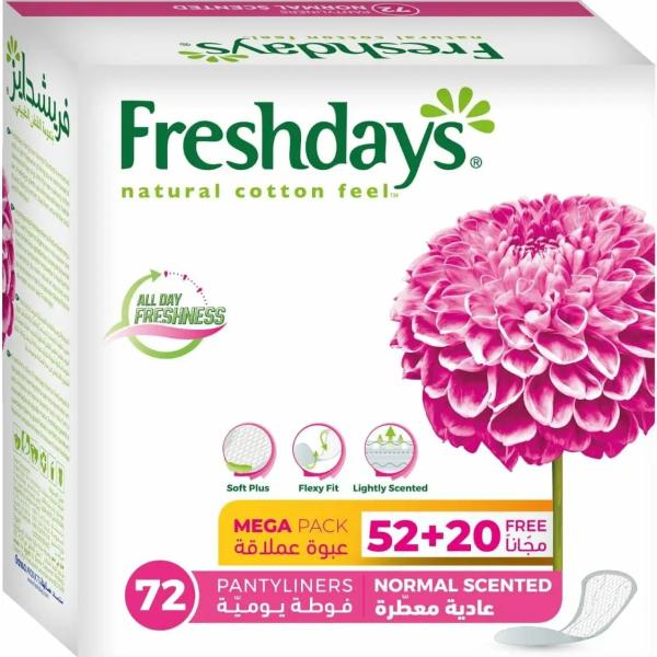 فريش دايز فوط يومية بينك 72ف عادية معطرة مقاس نورمال