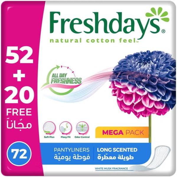 فريش دايز فوط يومية 72فوطة طويلة معطرة ازرق*بينك