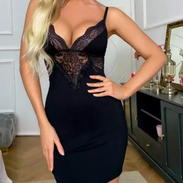 قميص هابي قصير ليكرا دانتيل ع الصدر 1249