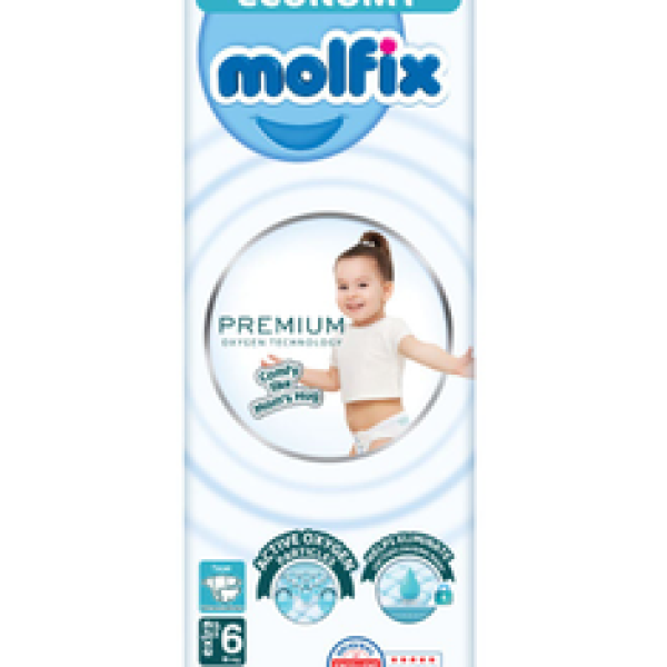 مولفيكس حفاضات بريميوم O2 مقاس 6 ، 46 قطعة