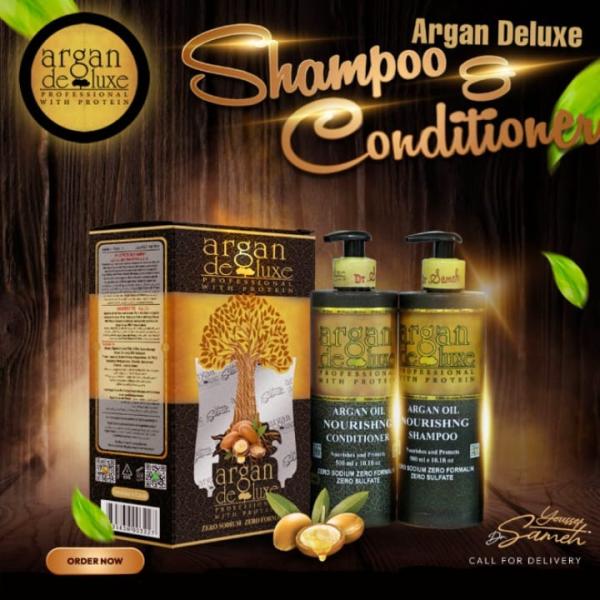 مجموعة شامبو+بلسم ارجان ديلوكس الاصلي ترطيب 500مل  Argan De Luxe