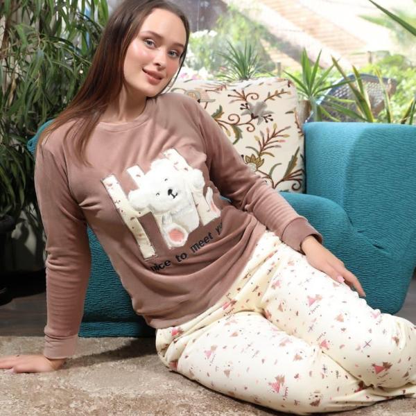 بيجامه ماجستي قطيفه دبدوب ع الصدر 605