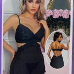 قميص قصير موكا فتحة علي الظهر تل ف دانتيل