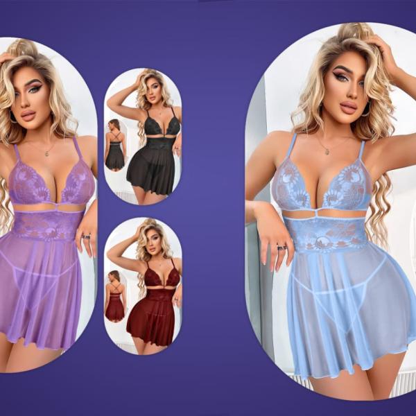 قميص قصير موكا شيفون شفاف علي الوسط